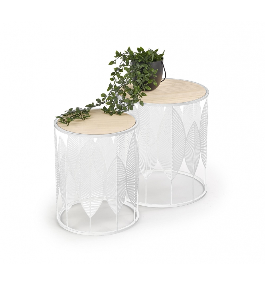 FOLLA set of 2 c. tables natural / white