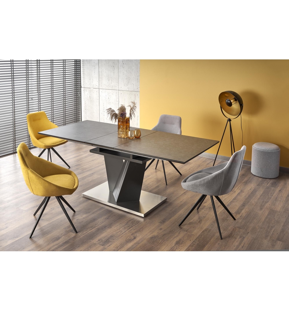 SALVADOR extension table, color: top - dark grey, legs - dark grey