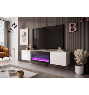 LIVO RTV 180 TV stand with fireplace, white