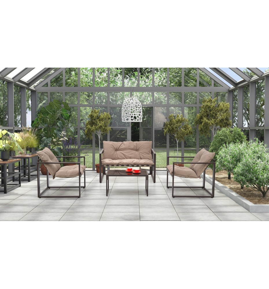 SHARK garden set (sofa + 2 chairs + coffee tables), black / cappuccino