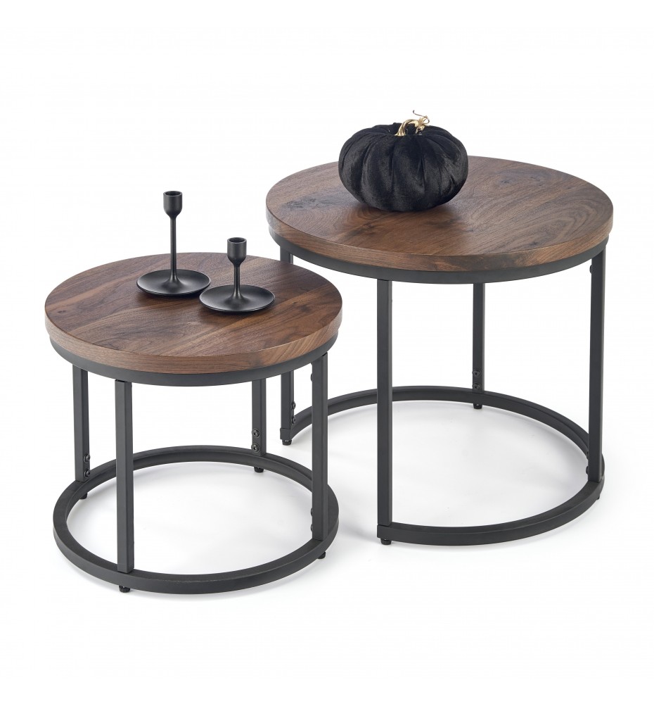 OREO set of two coffee tables, walnut / black