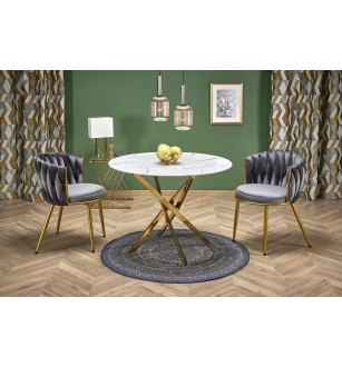 RAYMOND 2 table, white marble / gold