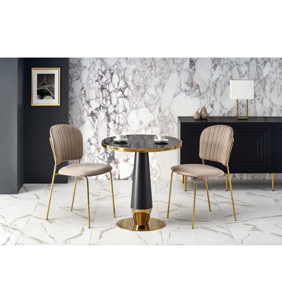 MOLINA round table, black marble / black / gold