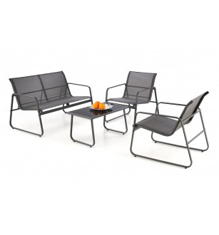 CONOR garden set (sofa + 2 chairs + coffee table), dark grey / light grey