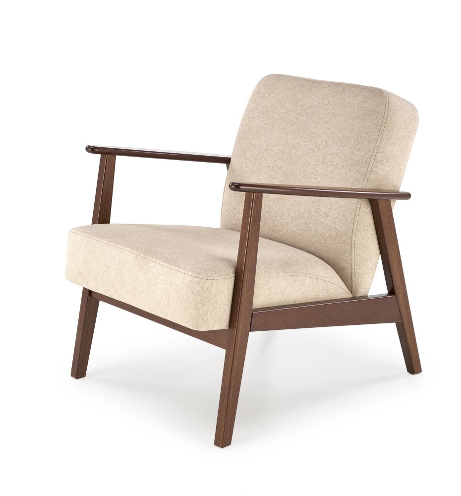 MILANO 1S, leisure chair, beige CASTEL 15 / dark walnut