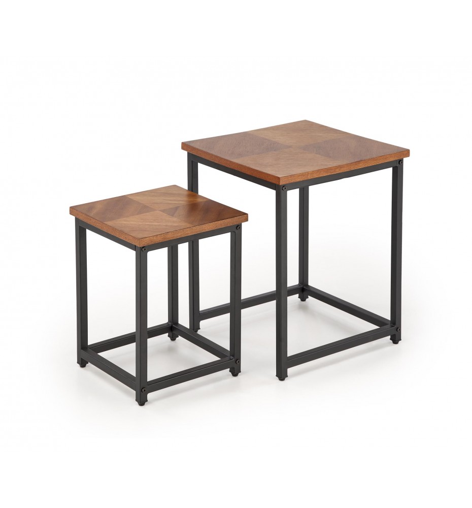 ELZA set of 2 coffee tables, walnut/black