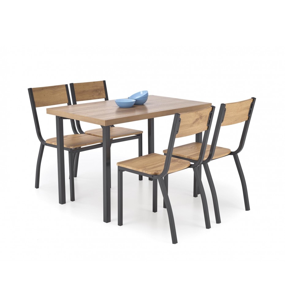 MILTON table + 4 chairs color: natural / black