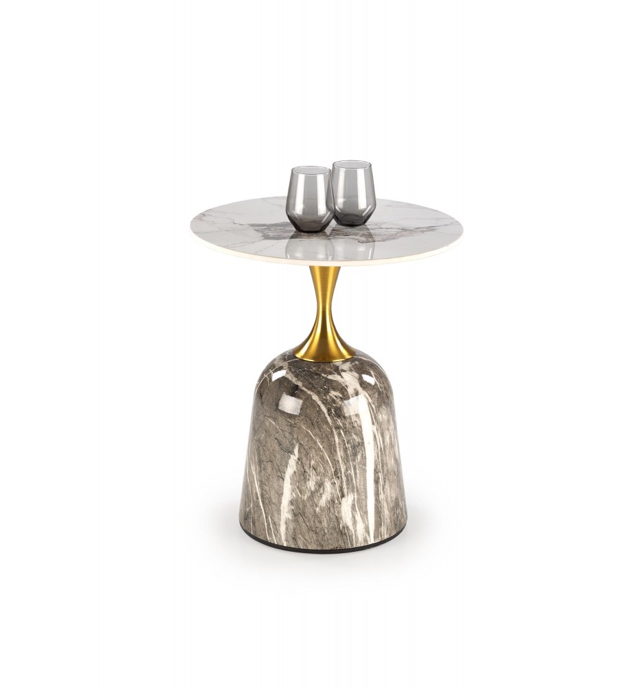 ROSA coffee table, white marble / grey marble / gold