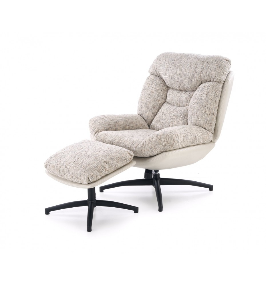 KRONOS armchair with ottoman, beige / multicolored
