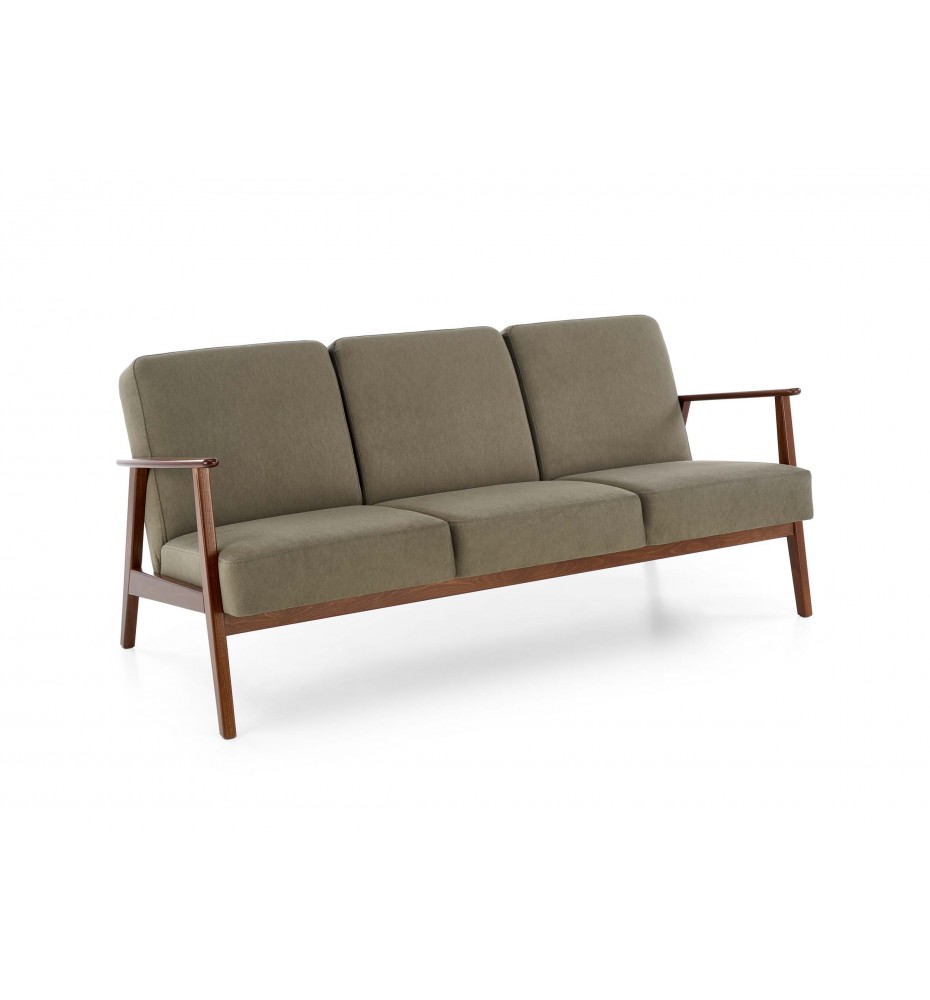 MILANO 3S sofa, olive CASTEL 39 / dark walnut