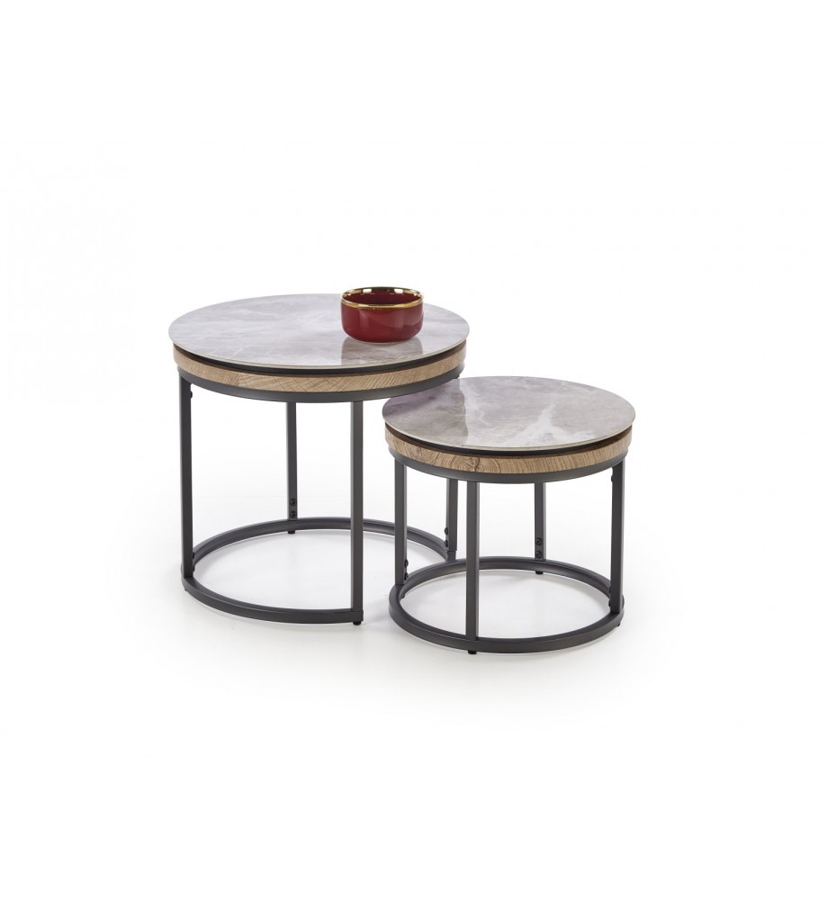 ITAKA set of 2 coffe tables, grey marble / graphite