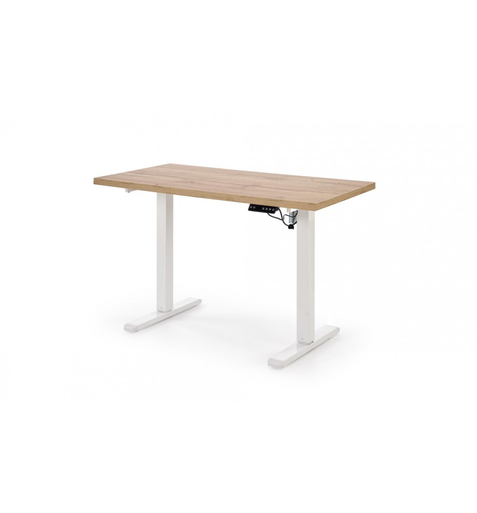 B/54 desk with adjustable height, top - artisan oak, frame - white