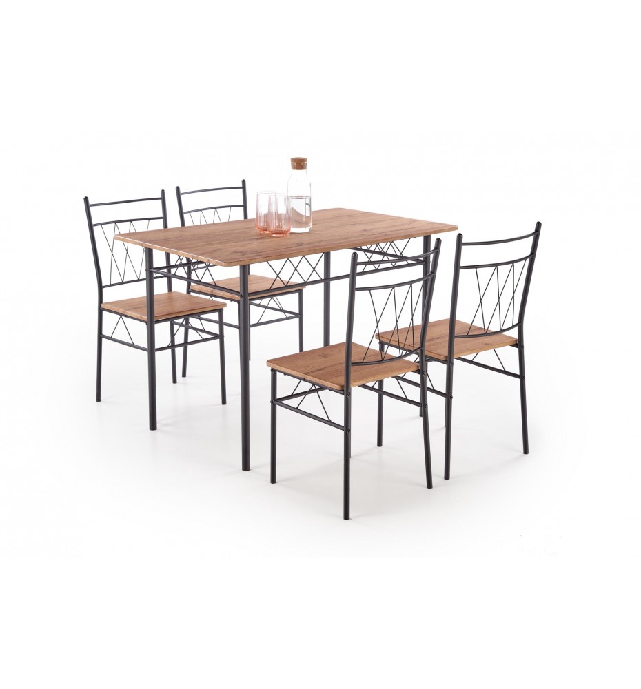 FAUST set + 4 chairs color: natural oak / black