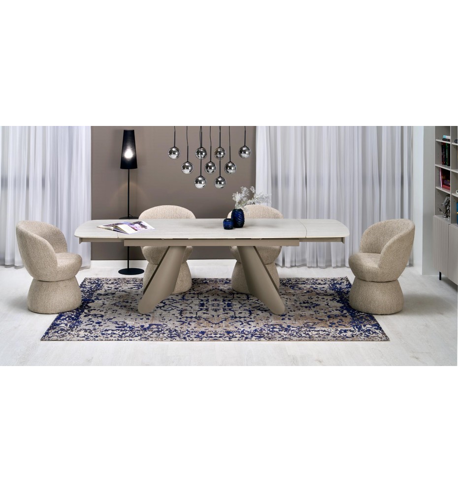 SALIX extension table, travertine / cashmere