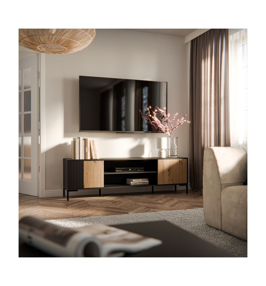 MERCI TV stand 180 EF black/artisan