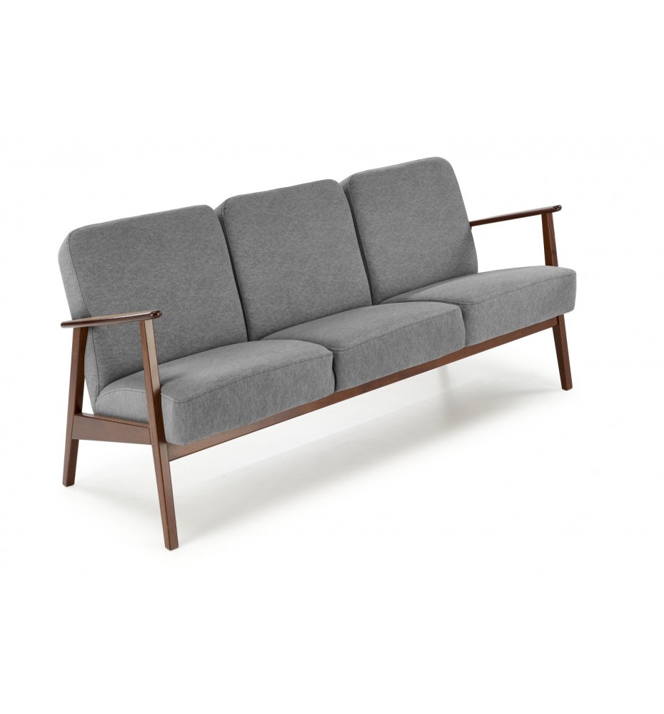 MILANO 3S sofa, grey CASTEL 93 / dark walnut