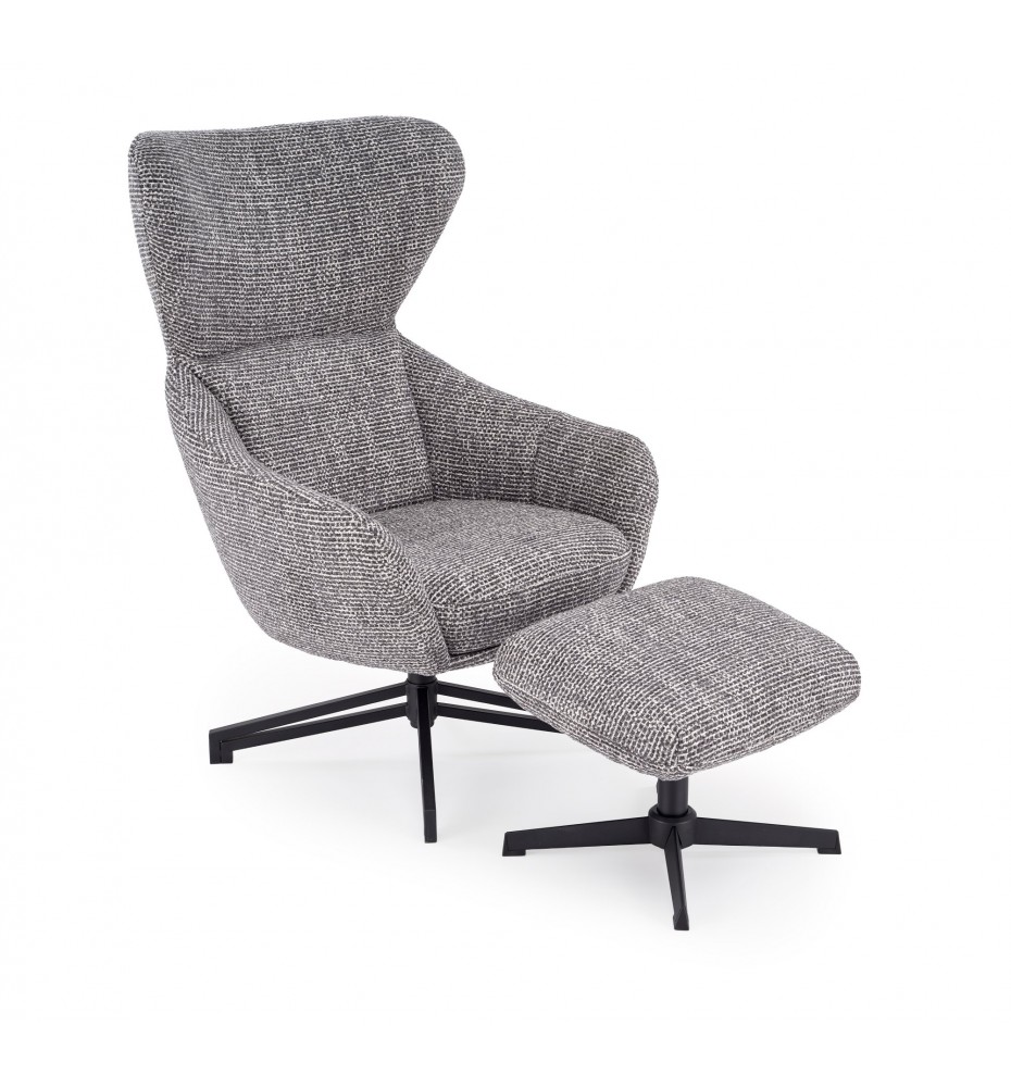 FREDY leisure chair, with stool, grey