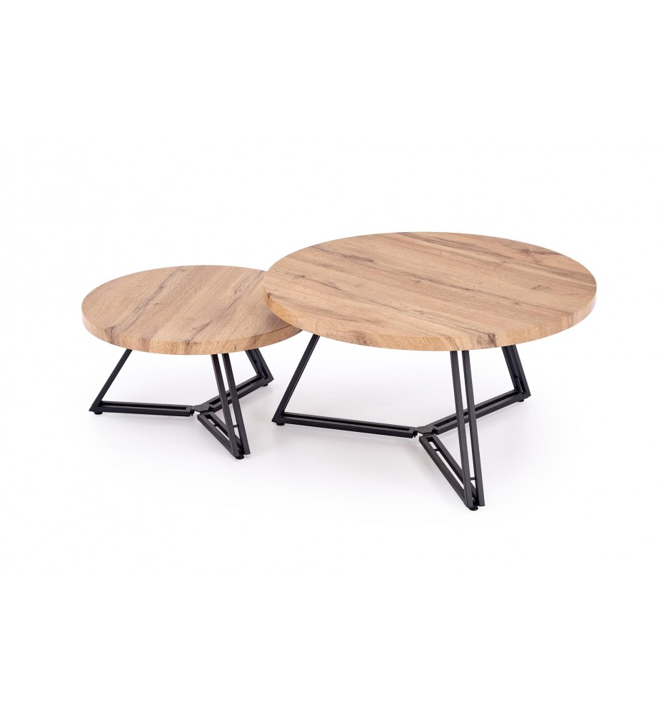 ANGER set of two, top - gold oak, legs - black