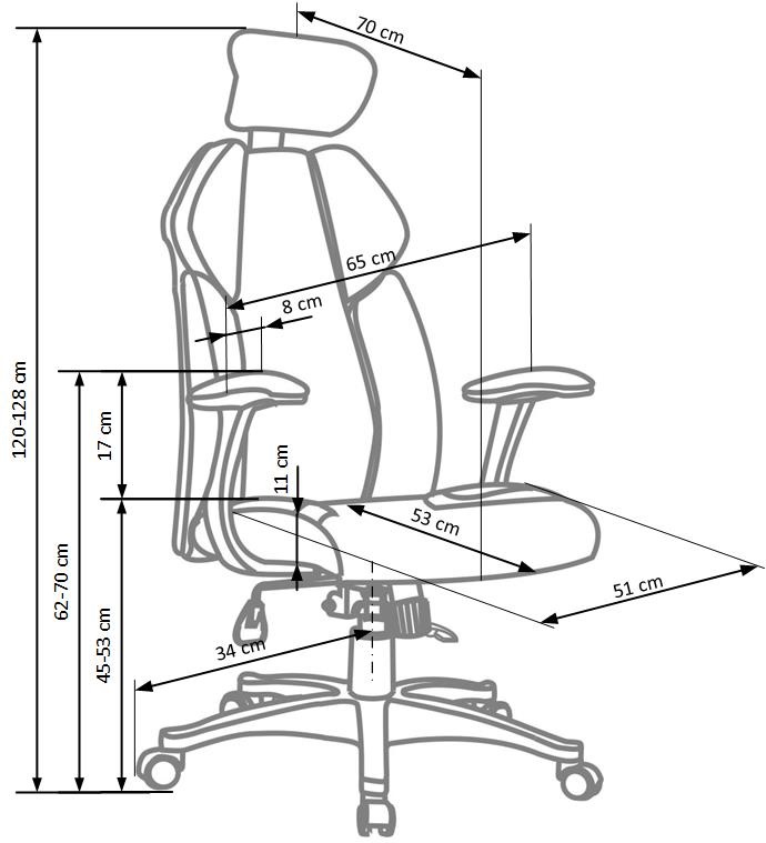 biuro kėdės Chrono matmenys